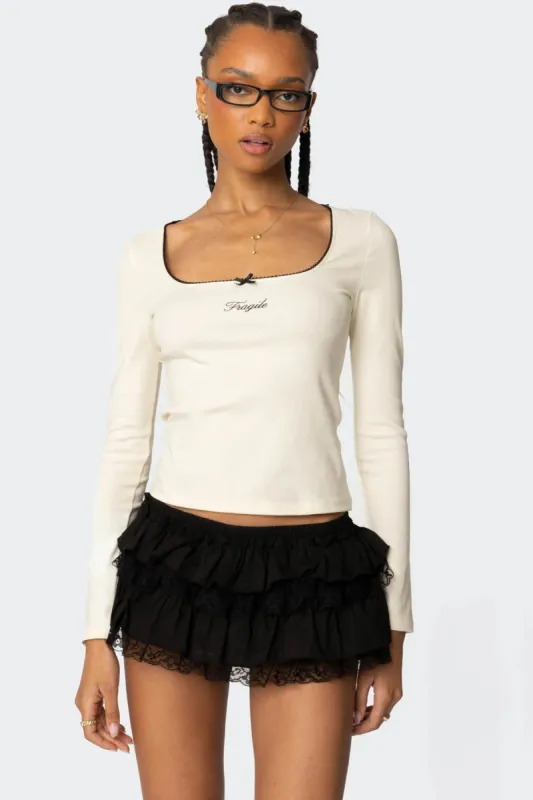 Fragile Square Neck Top sold by Edikted