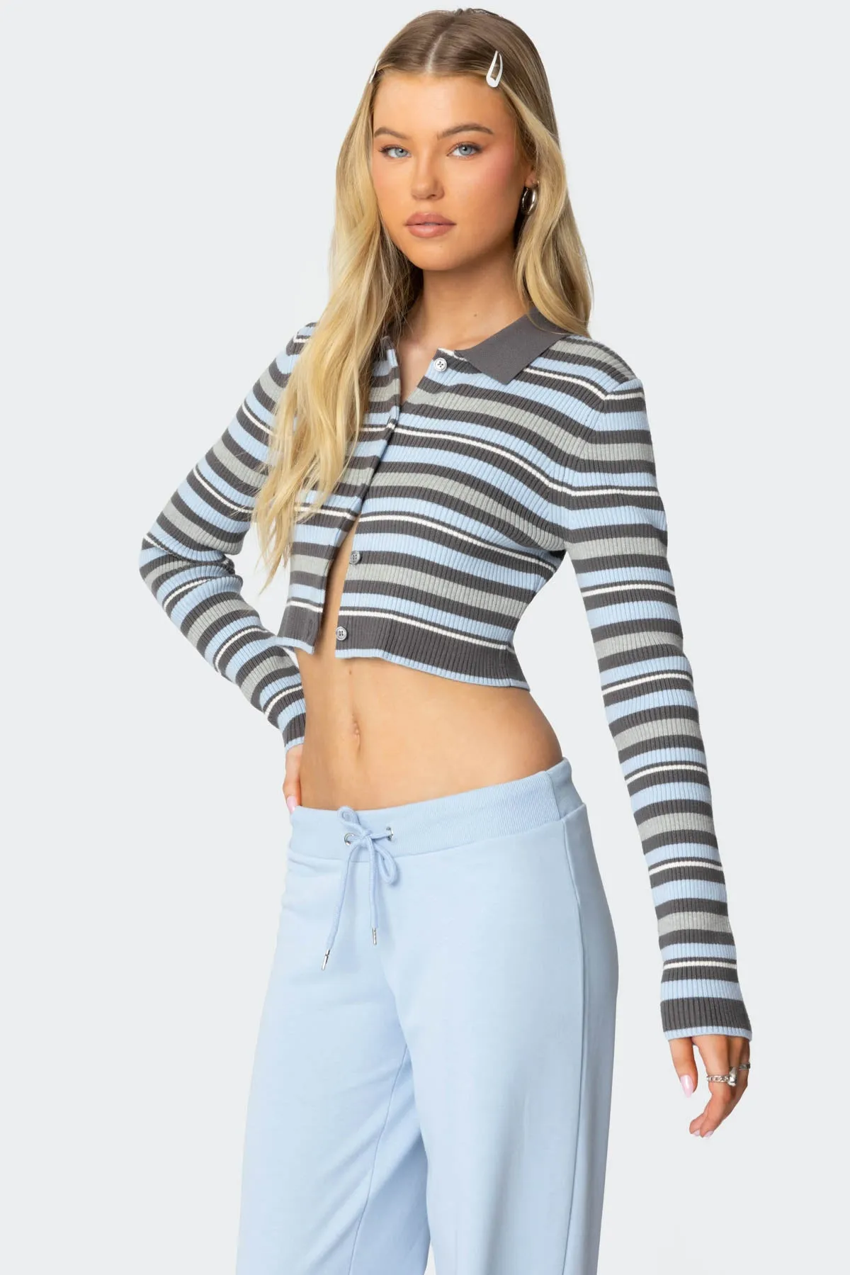 Giulia Stripey Ribbed Knit Top sold by Edikted product image thumbnail 3