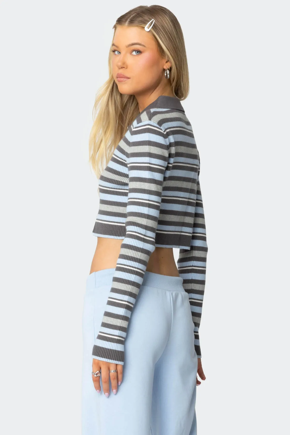 Giulia Stripey Ribbed Knit Top sold by Edikted product image thumbnail 5