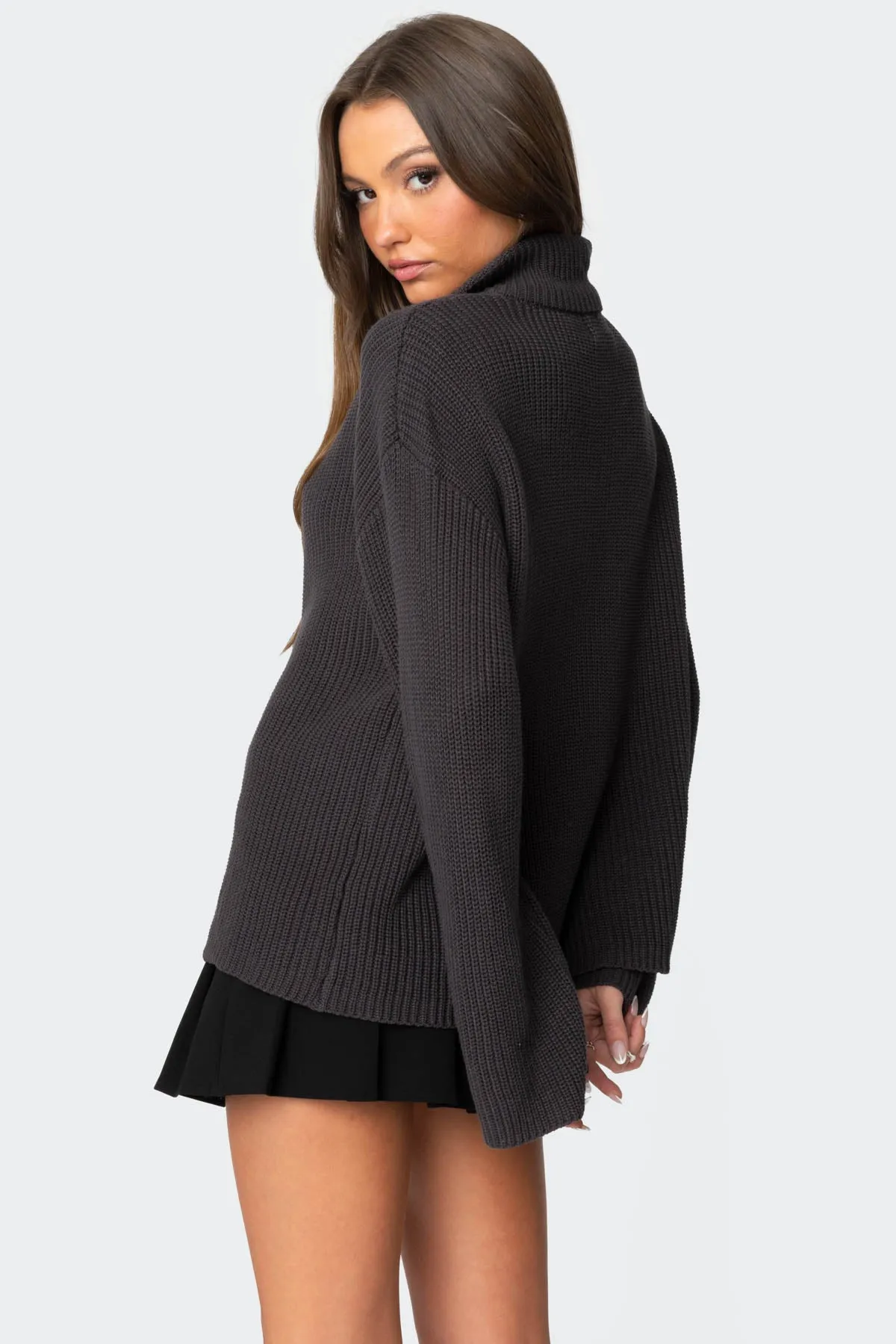 Amour High Neck Oversized Zip Sweater sold by Edikted product image thumbnail 4