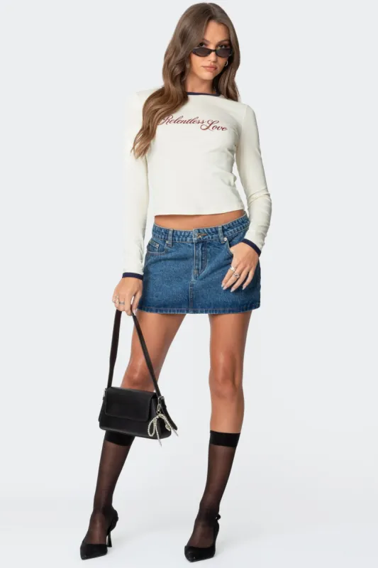 Chiara Denim Micro Skirt sold by Edikted