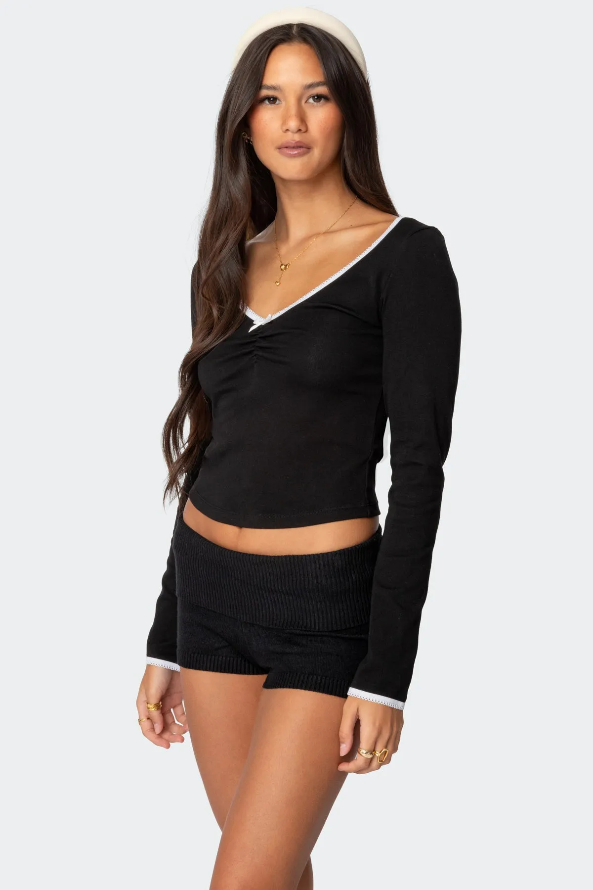 Sophia Contrast Lace Top sold by Edikted product image thumbnail 3