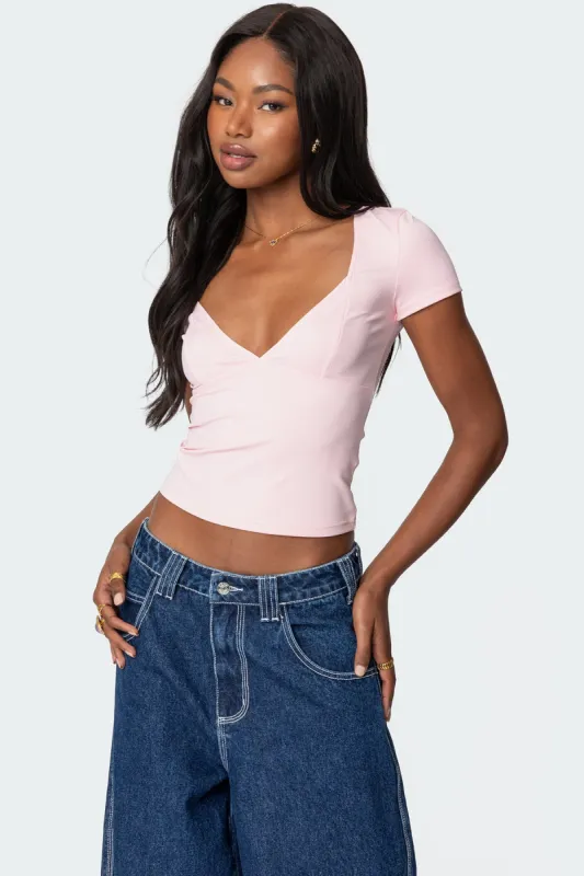 Katia V Neck Top sold by Edikted