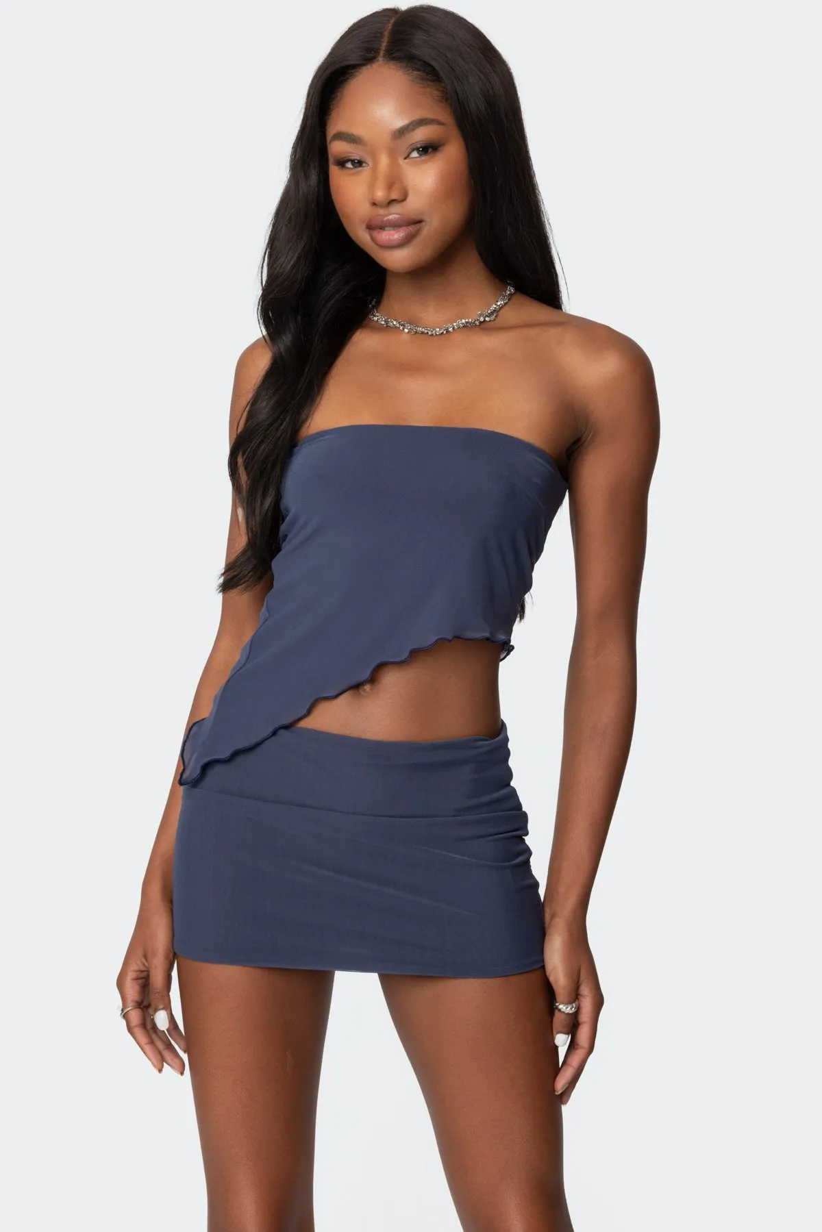 Vivi Mesh Asymmetric Tube Top sold by Edikted product image thumbnail 3