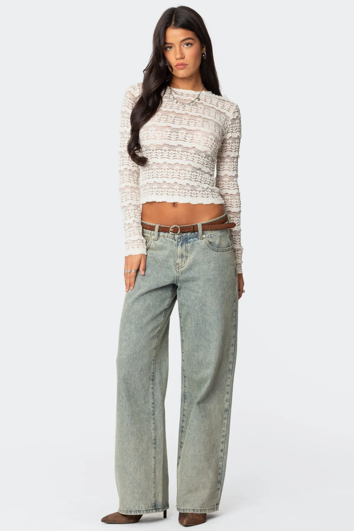 Daisey Textured Sheer Lace Top sold by Edikted product image thumbnail 4