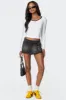 Asymmetric Denim Wrap Skort sold by Edikted