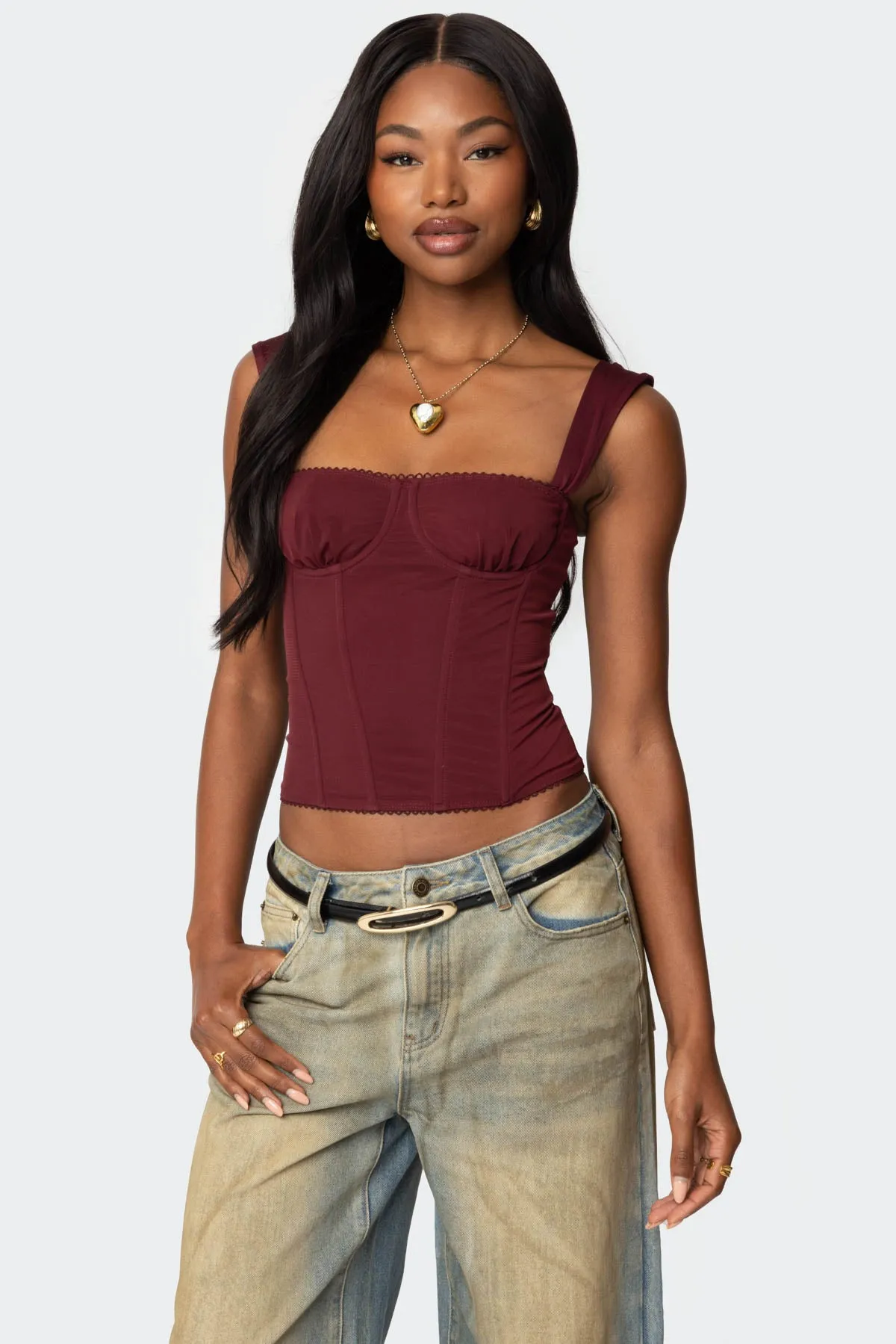 Marcella Wide Strap Corset sold by Edikted