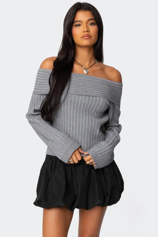 Brandy Fold Over Ribbed Sweater sold by Edikted