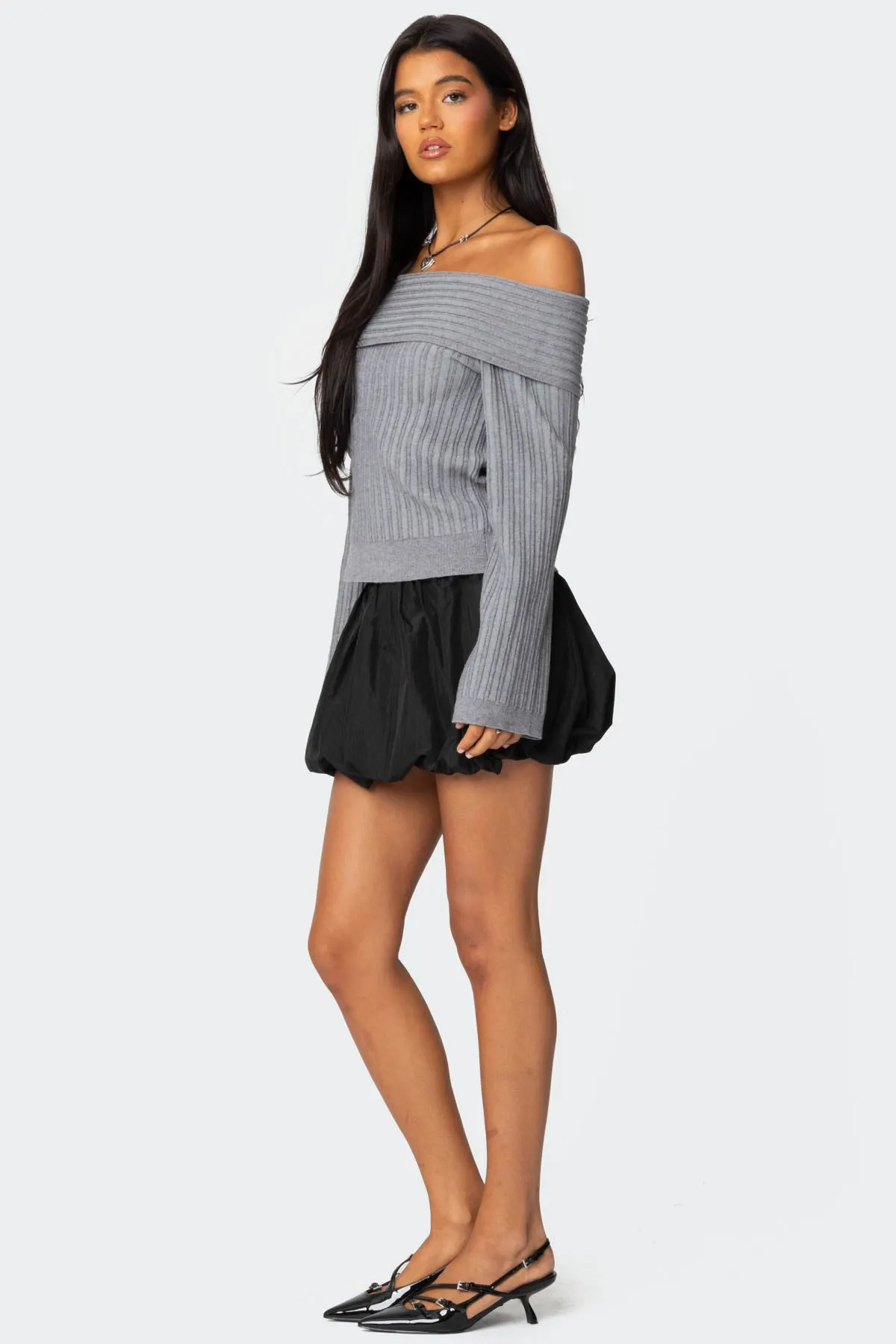 Brandy Fold Over Ribbed Sweater sold by Edikted product image thumbnail 5
