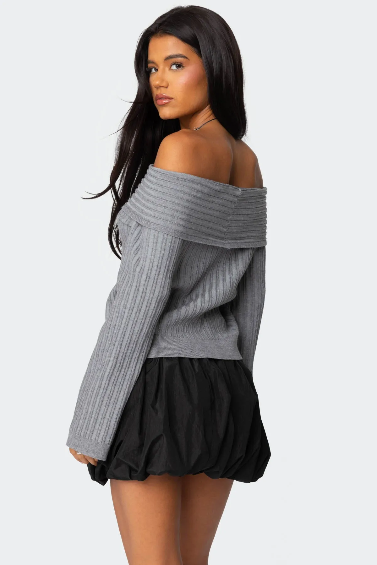 Brandy Fold Over Ribbed Sweater sold by Edikted product image thumbnail 4