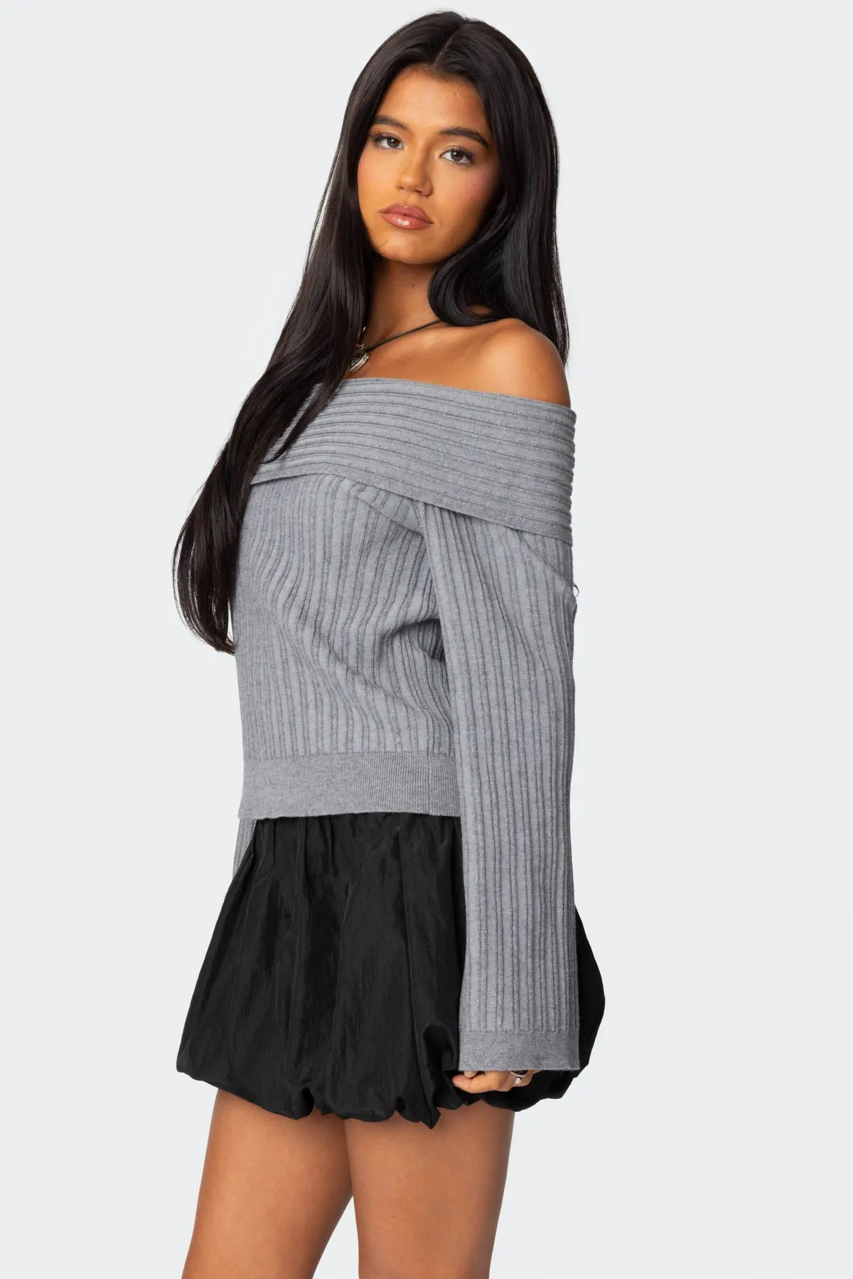 Brandy Fold Over Ribbed Sweater sold by Edikted product image thumbnail 3