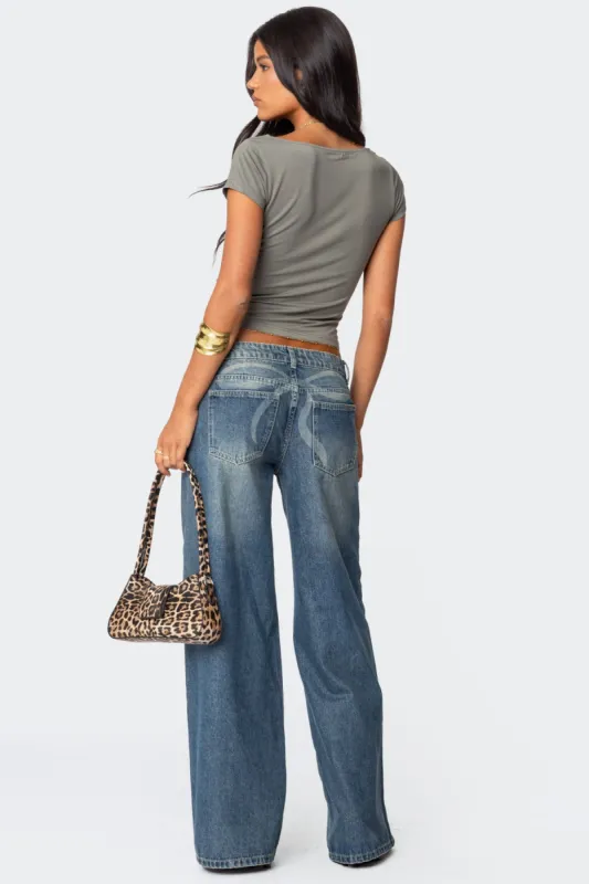 Vyxen Vintage Washed Low Rise Jeans sold by Edikted