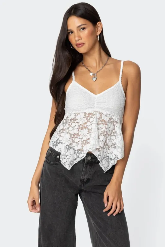 Orchid Sheer Lace Top sold by Edikted