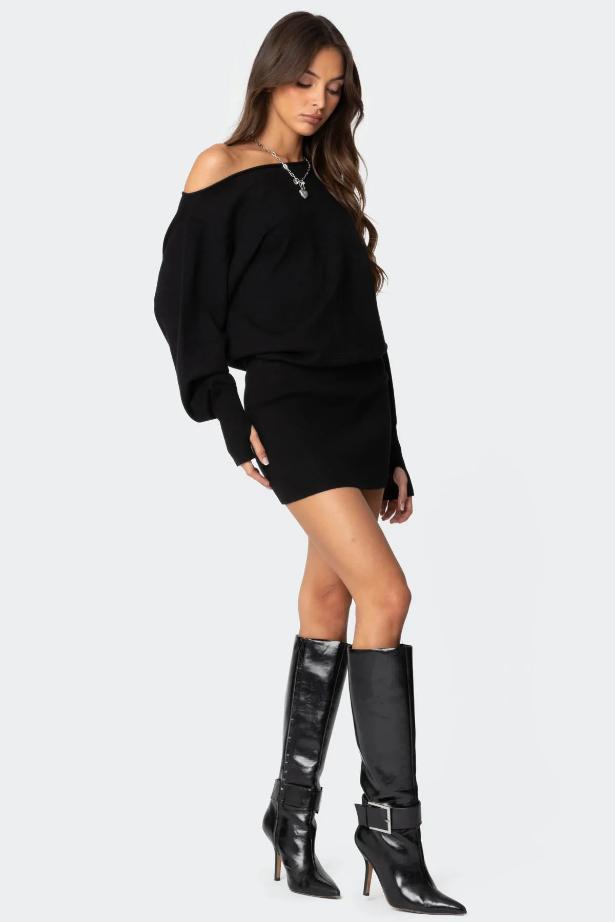 Eve Off Shoulder Knit Mini Dress sold by Edikted product image thumbnail 2