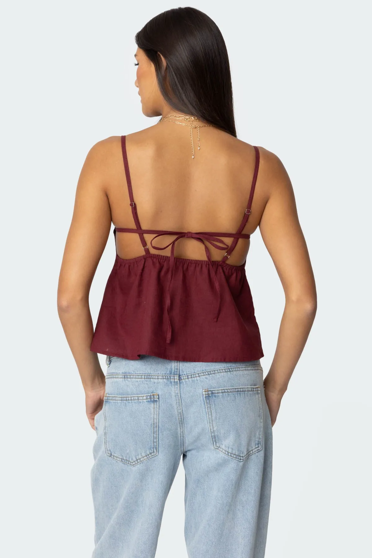 Linen Look Open Back Top sold by Edikted product image thumbnail 4