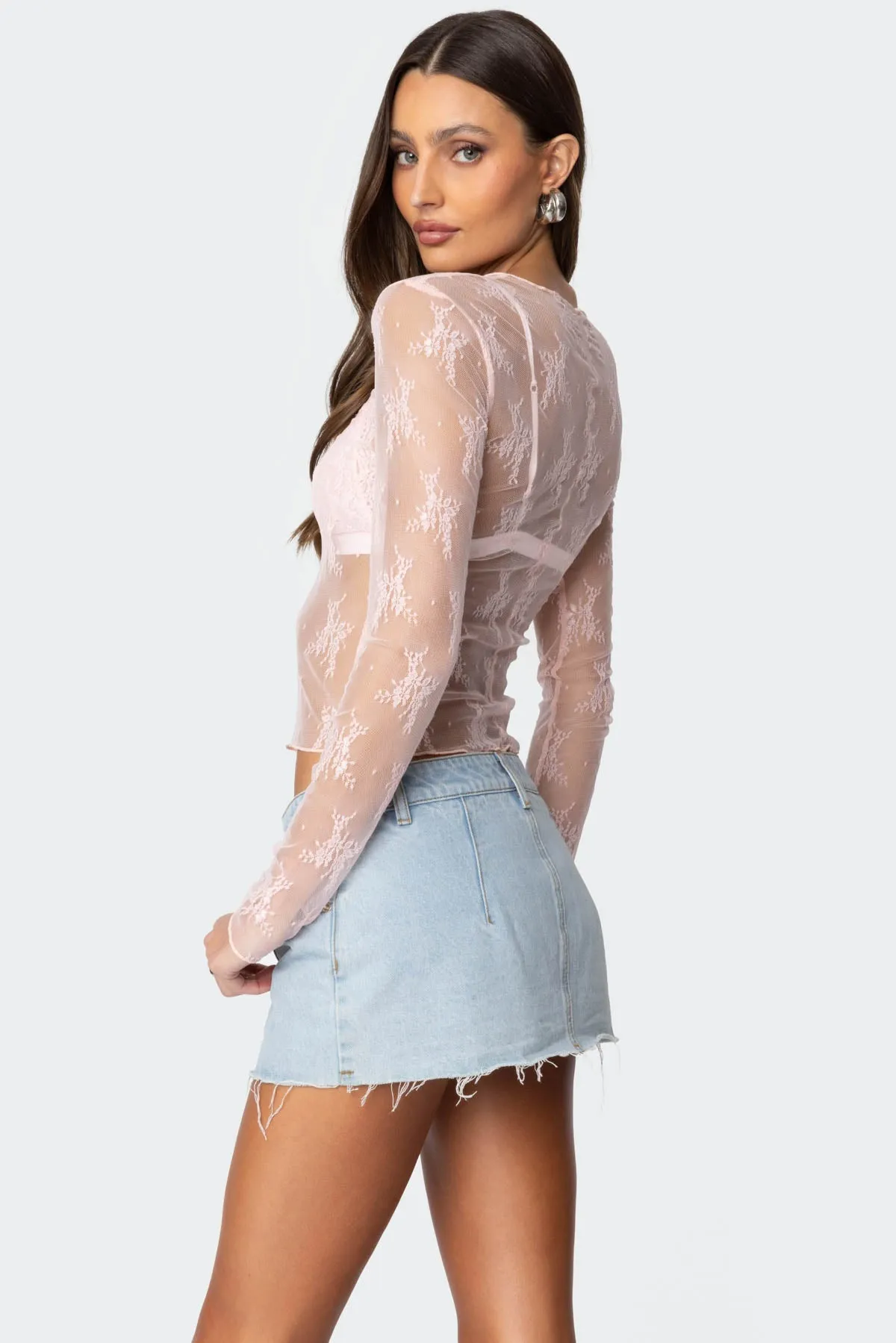 Lise Sheer Lace Top sold by Edikted product image thumbnail 5