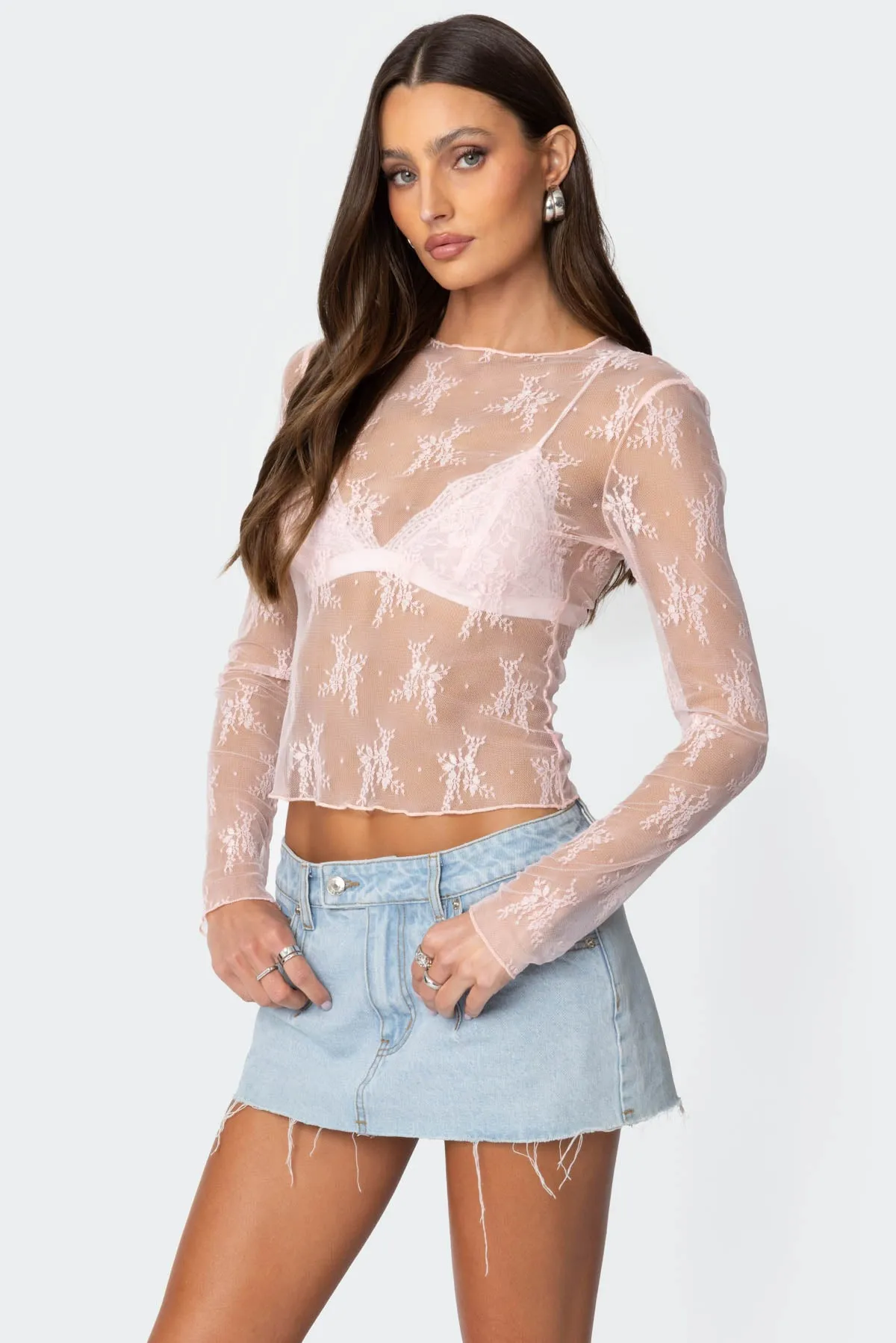 Lise Sheer Lace Top sold by Edikted product image thumbnail 3