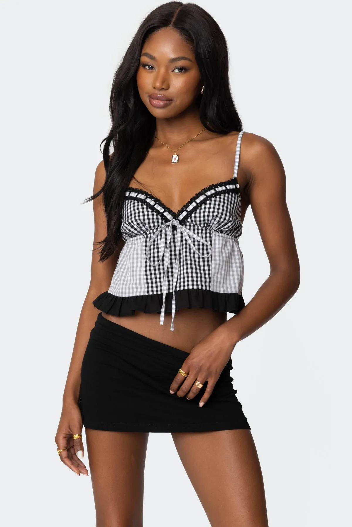 Joanne Mixed Gingham Tank Top sold by Edikted