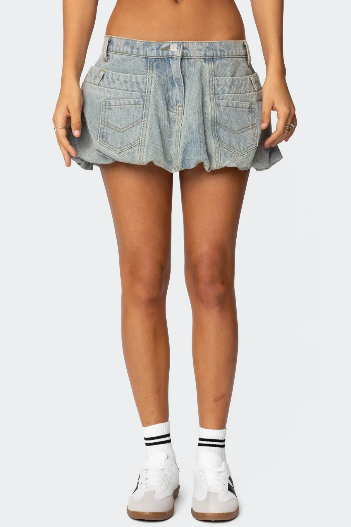 Jodi Denim Bubble Mini Skirt sold by Edikted product image thumbnail 2