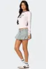 Jodi Denim Bubble Mini Skirt sold by Edikted