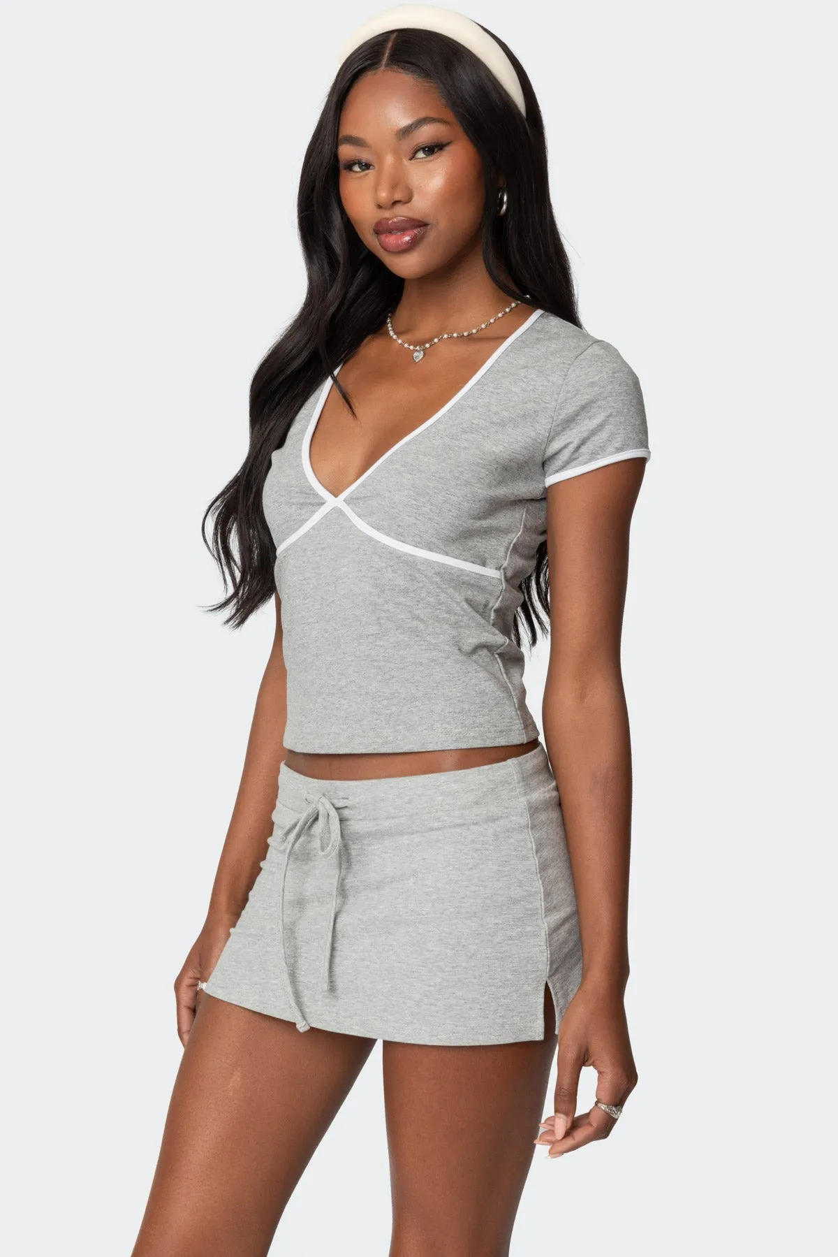 Alicia Contrast V Neck Top sold by Edikted product image thumbnail 3