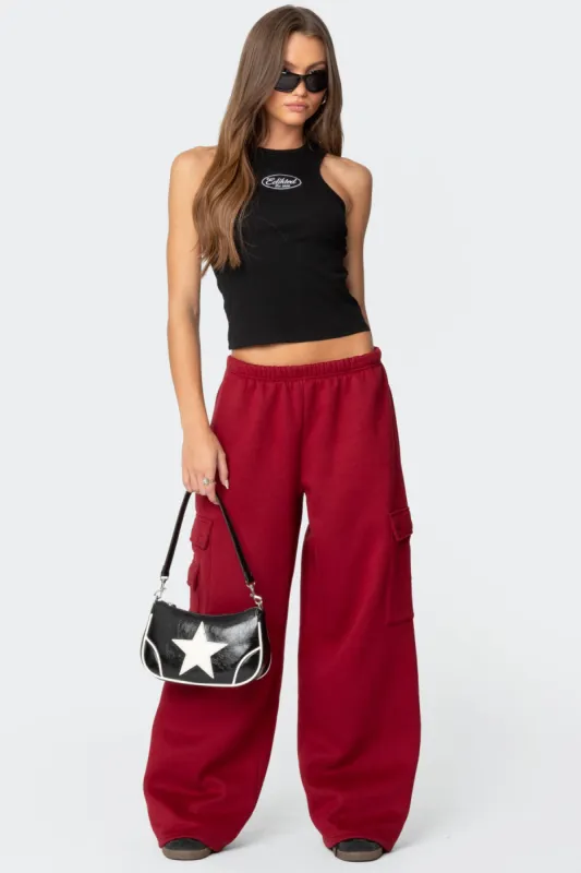 Wide Leg Cargo Sweatpants sold by Edikted