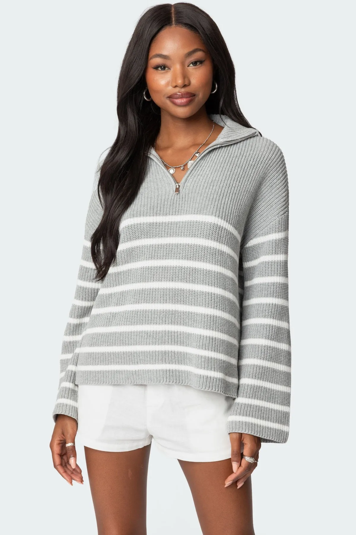 Oversized Quarter Zip Sweater sold by Edikted