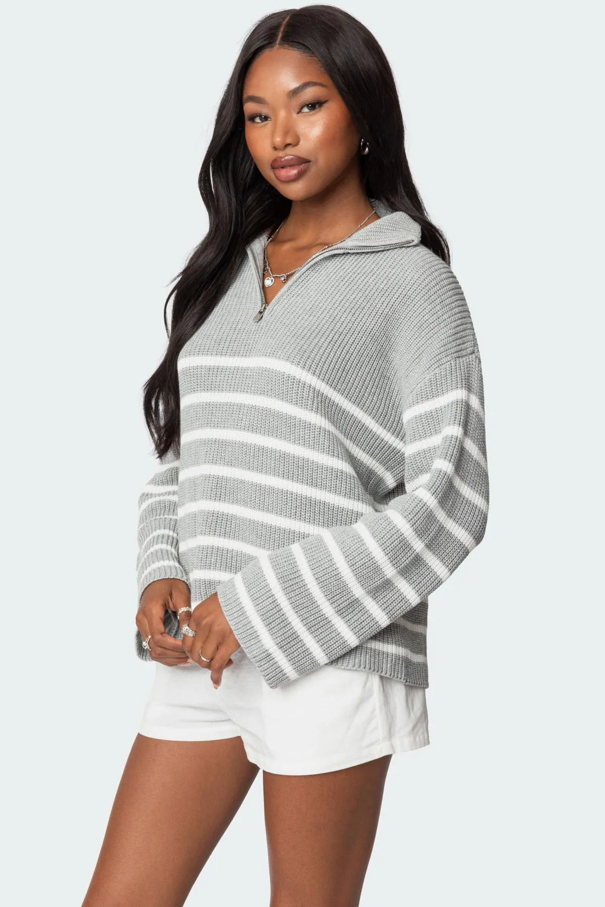 Oversized Quarter Zip Sweater sold by Edikted product image thumbnail 3