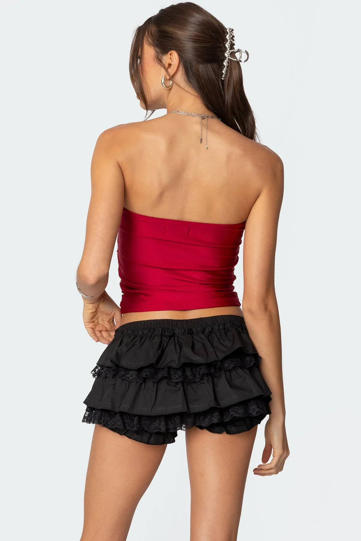 Maxeen Shiny Gathered Tube Top sold by Edikted product image thumbnail 4