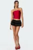 Maxeen Shiny Gathered Tube Top sold by Edikted