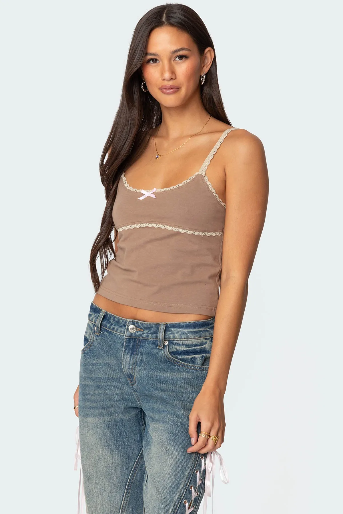 Elin Lace Trim Tank Top sold by Edikted product image thumbnail 3