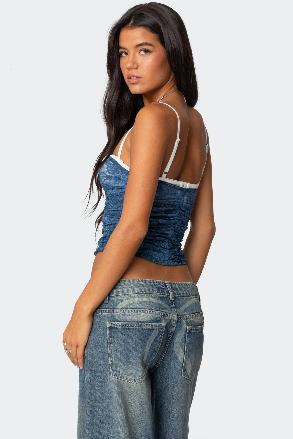 Eleanor Bra Detail Sheer Lace Top sold by Edikted product image thumbnail 5