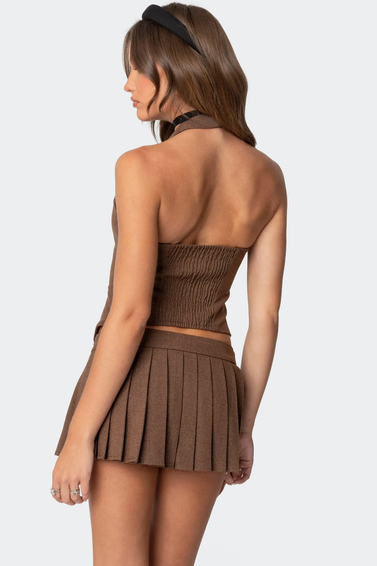 Palmer Plaid Bow Halter Top sold by Edikted product image thumbnail 5