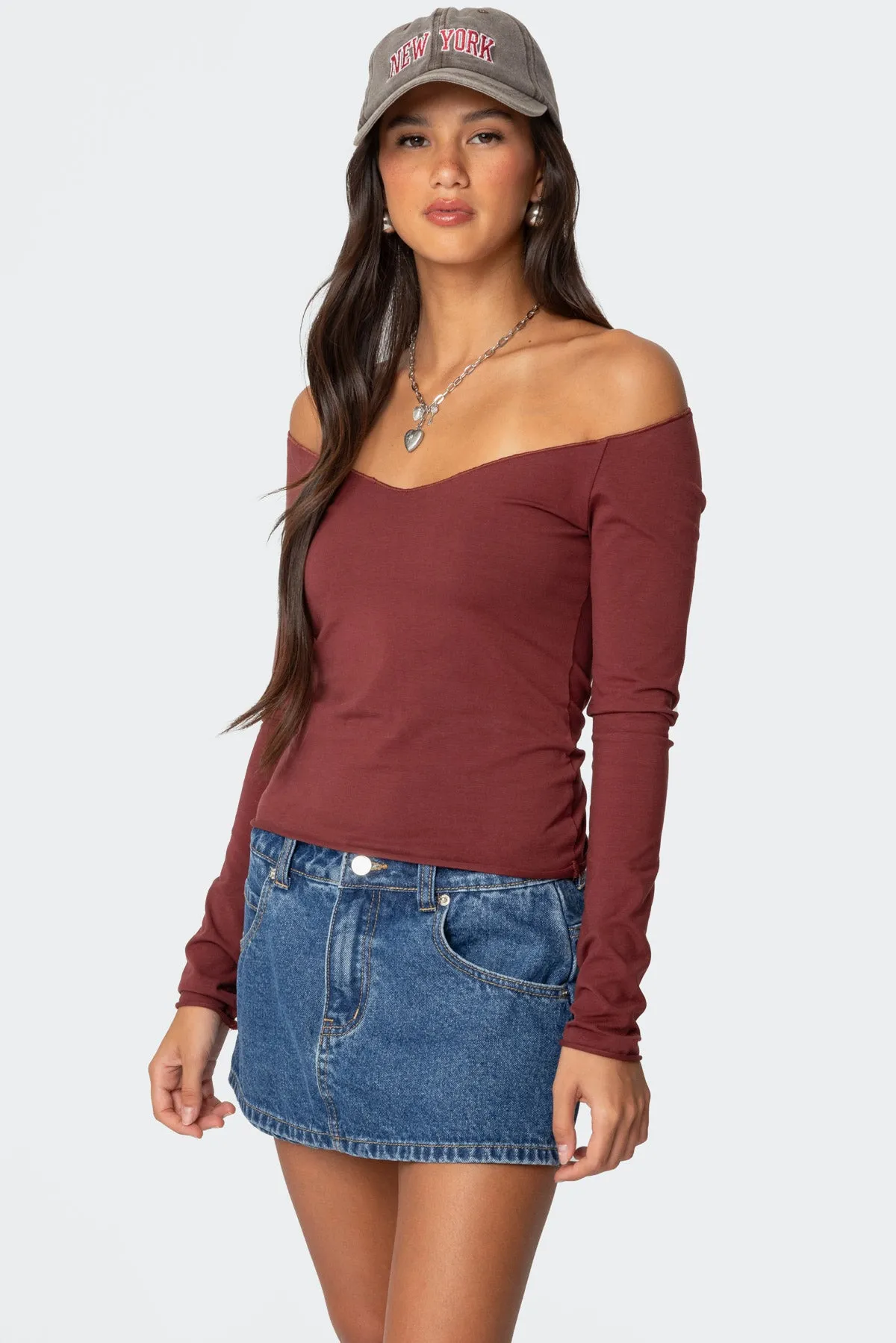 Nattie Off Shoulder V Neck Top sold by Edikted product image thumbnail 3
