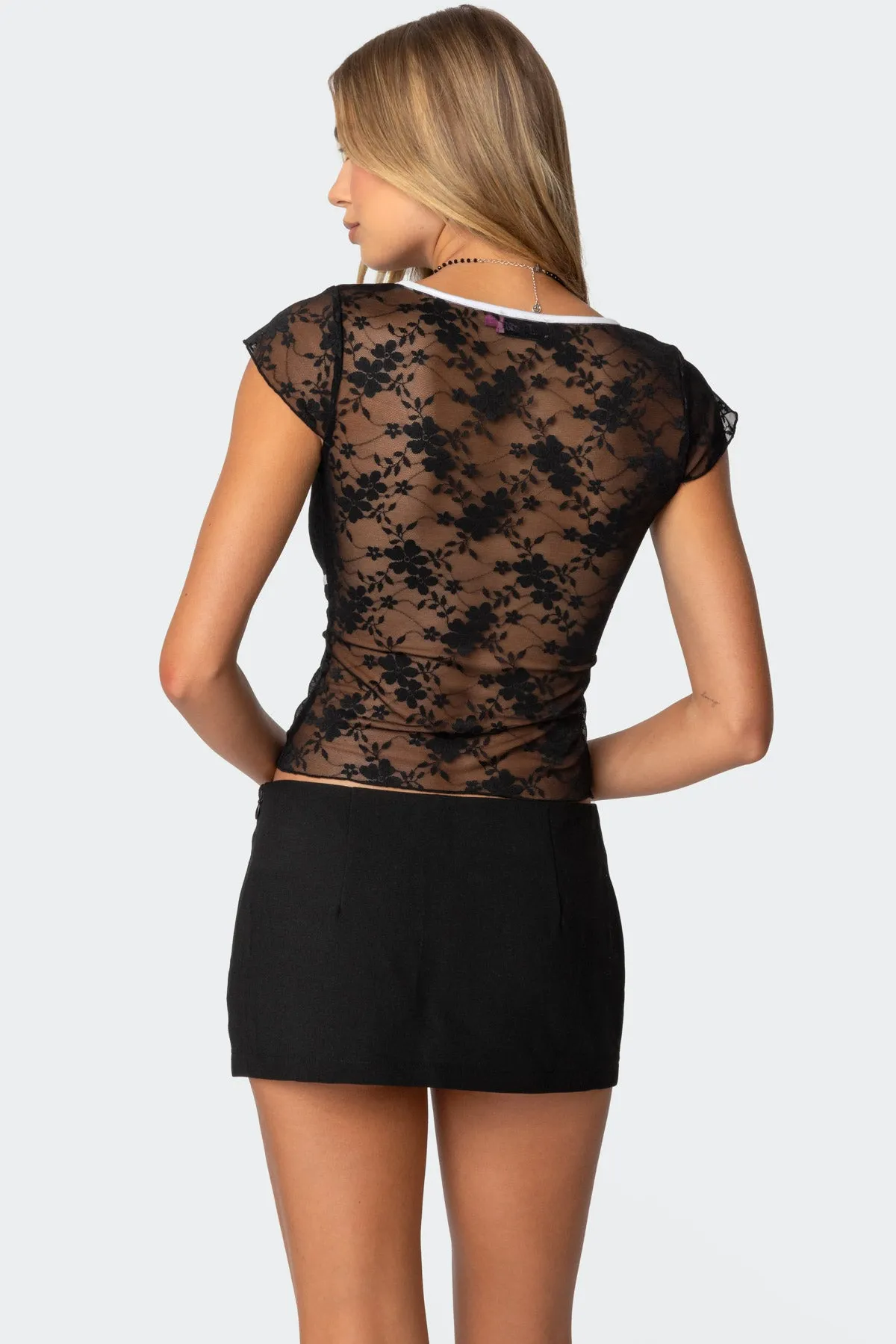Avi Sheer Lace Top sold by Edikted product image thumbnail 5