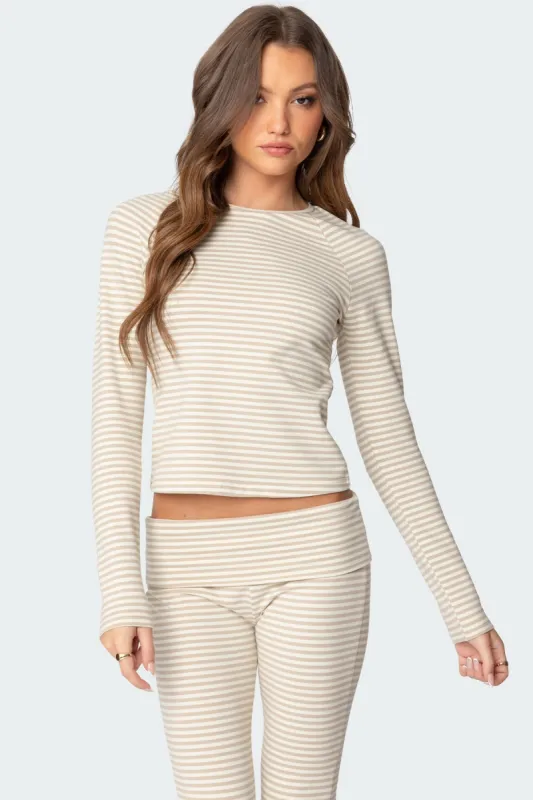 Kaeli Stripey Long Sleeve T Shirt sold by Edikted