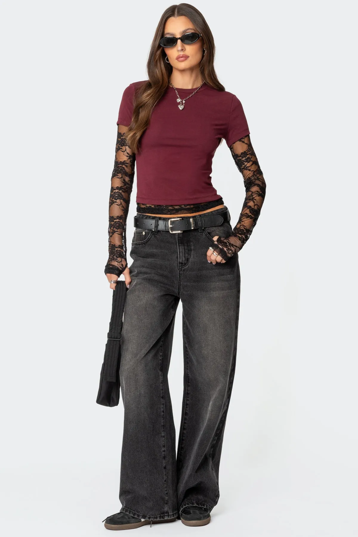 Layered Lace Sleeve Top sold by Edikted product image thumbnail 2