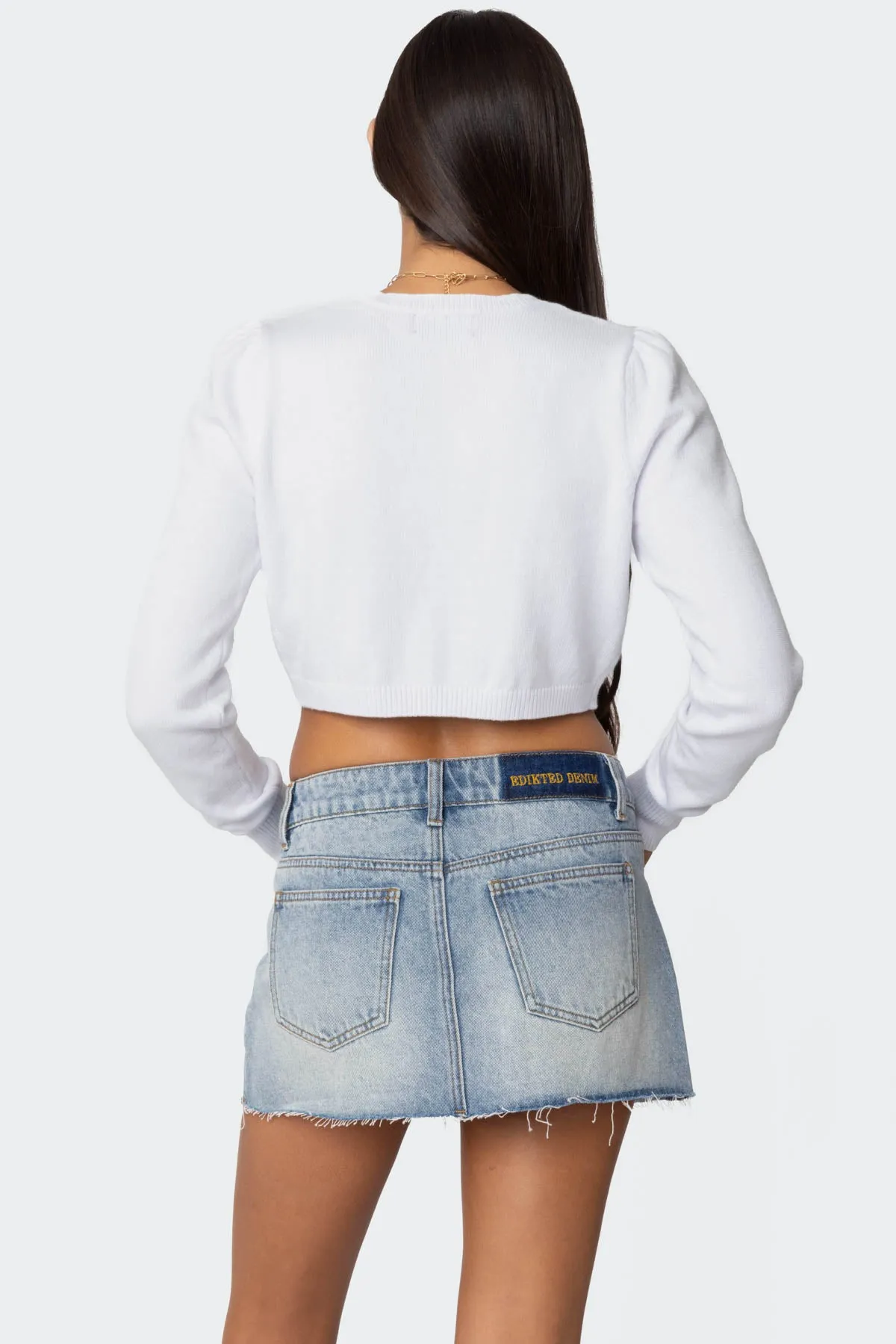 Francis Cropped Argyle Knit Cardigan sold by Edikted product image thumbnail 5