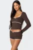 Juliana Polka Dot Ribbed Top sold by Edikted