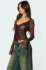 Sheer Mesh Ruffled Top sold by Edikted