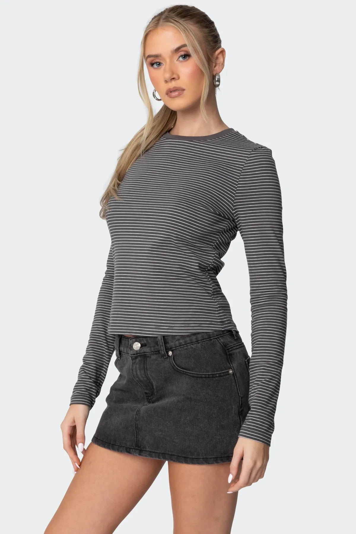 Brianna Striped Long Sleeve T Shirt sold by Edikted product image thumbnail 3