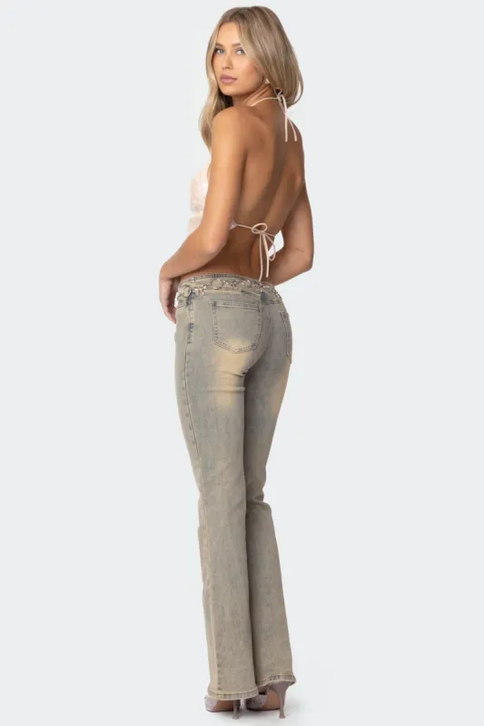 Sequin Open Back Halter Top sold by Edikted