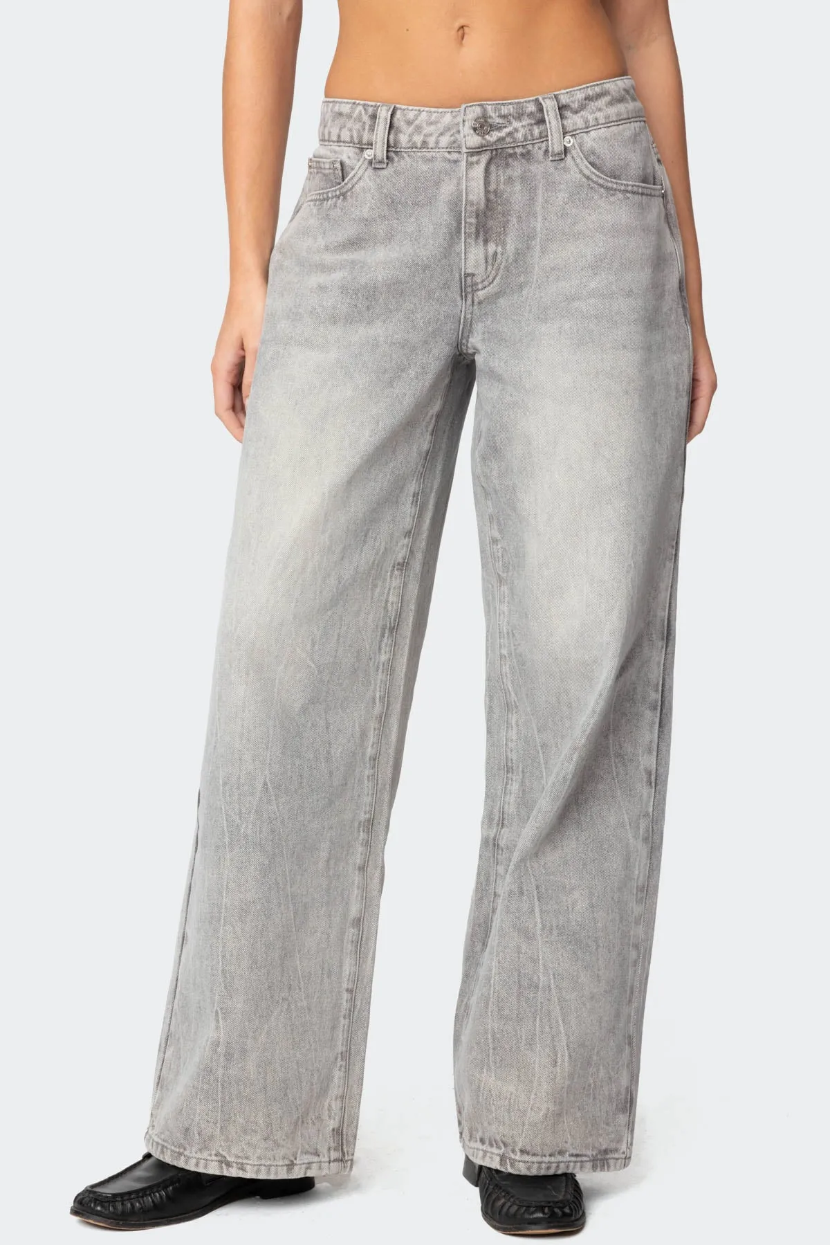Magda Acid Wash Low Rise Baggy Jeans sold by Edikted