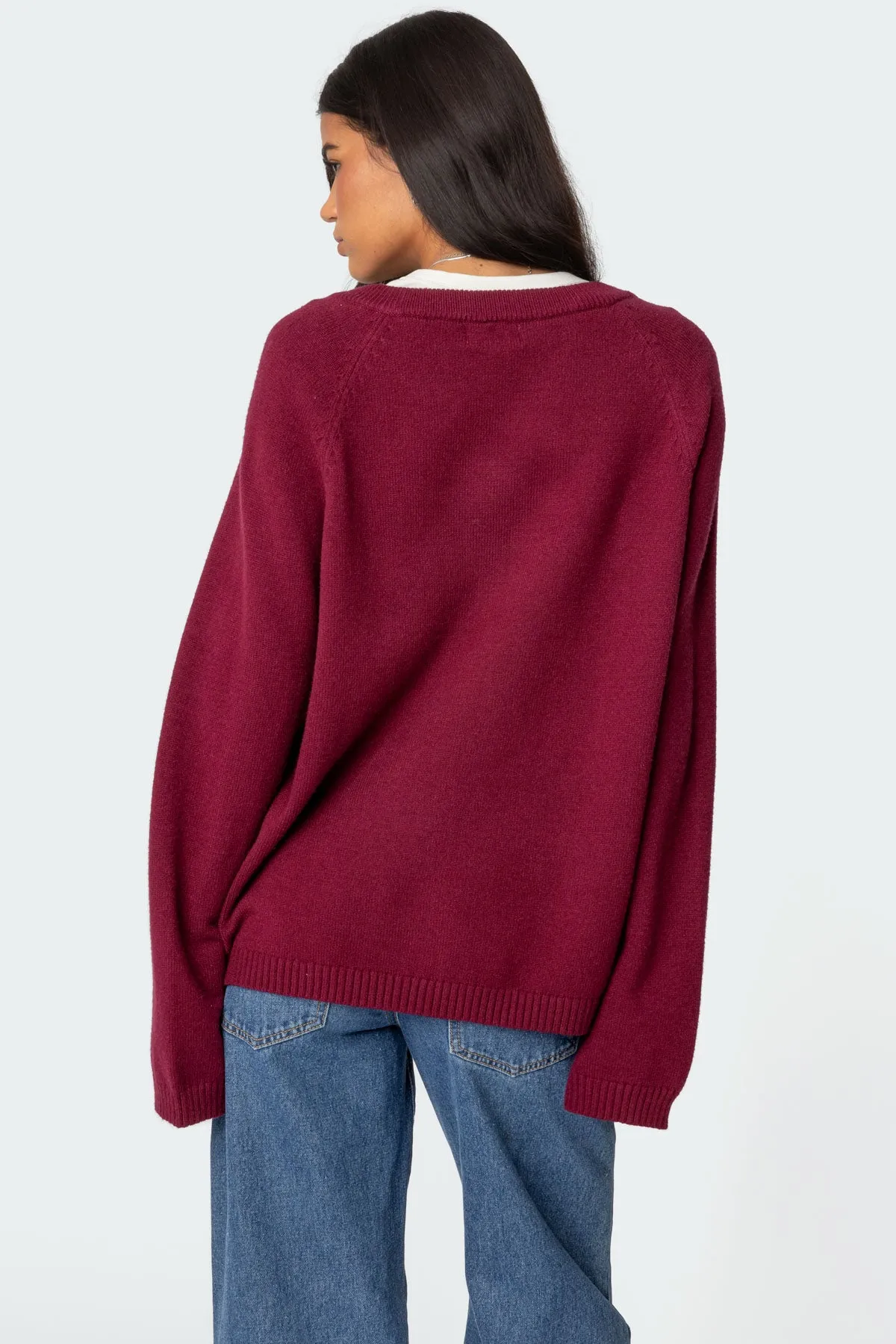 Martha Oversized V Neck Sweater sold by Edikted product image thumbnail 4