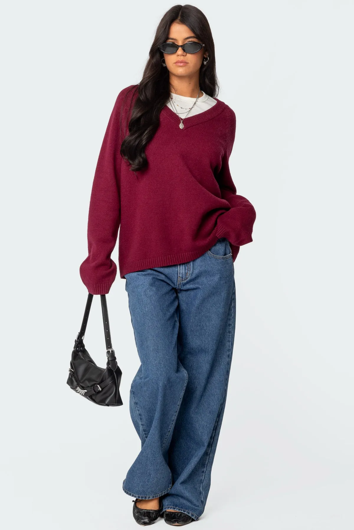 Martha Oversized V Neck Sweater sold by Edikted product image thumbnail 2