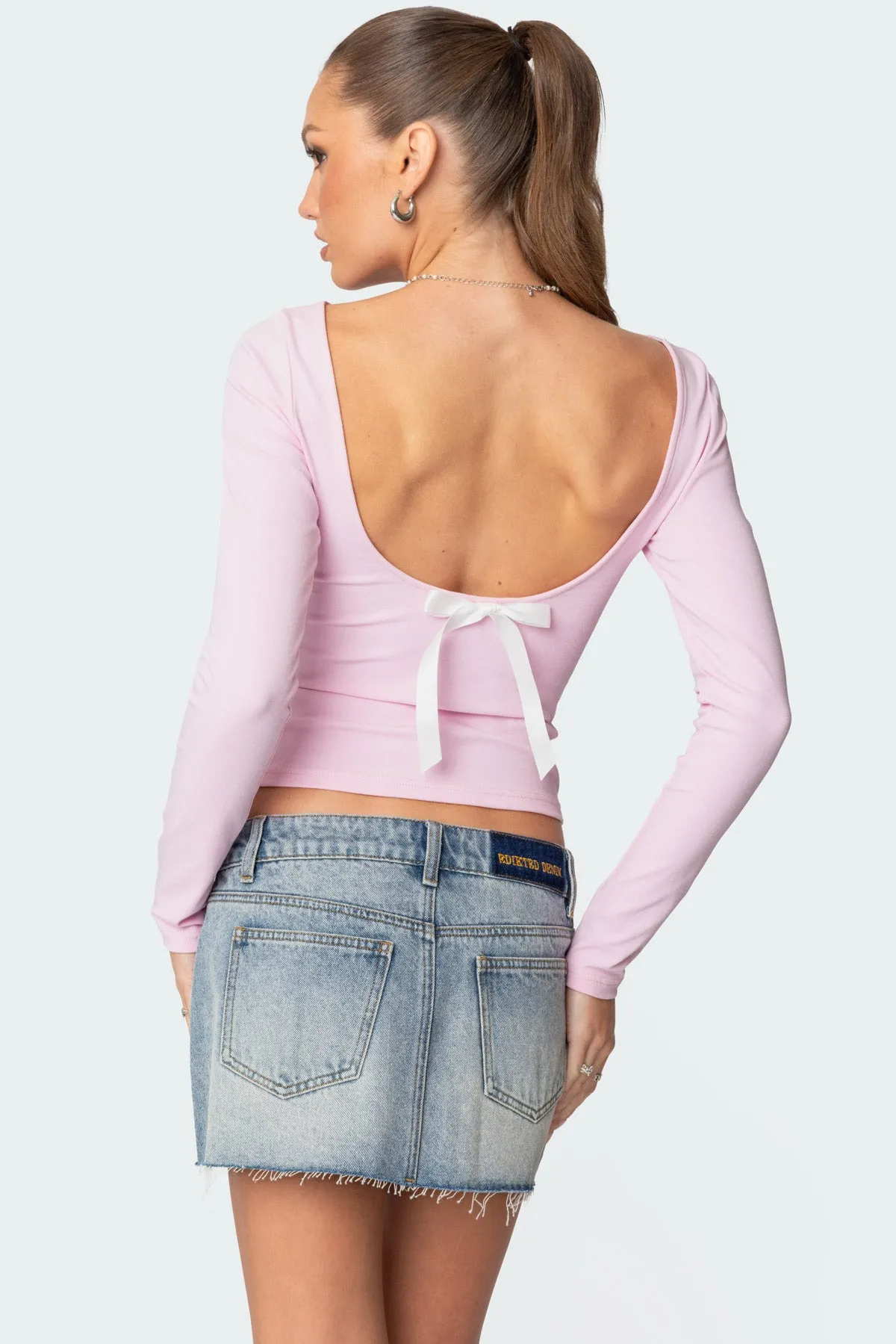 Nila Backless Boat Neck Top sold by Edikted