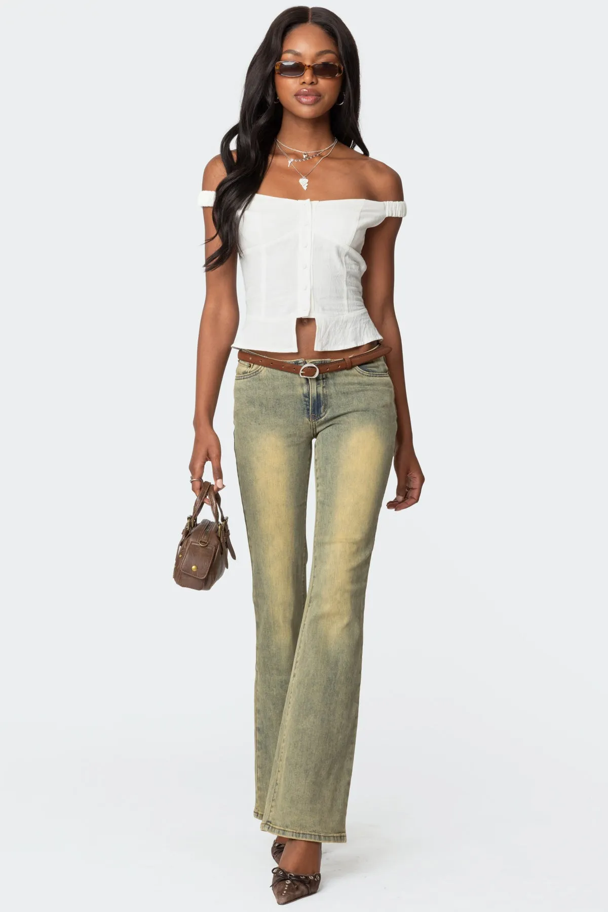 Ali Linen Look Off Shoulder Top sold by Edikted product image thumbnail 2