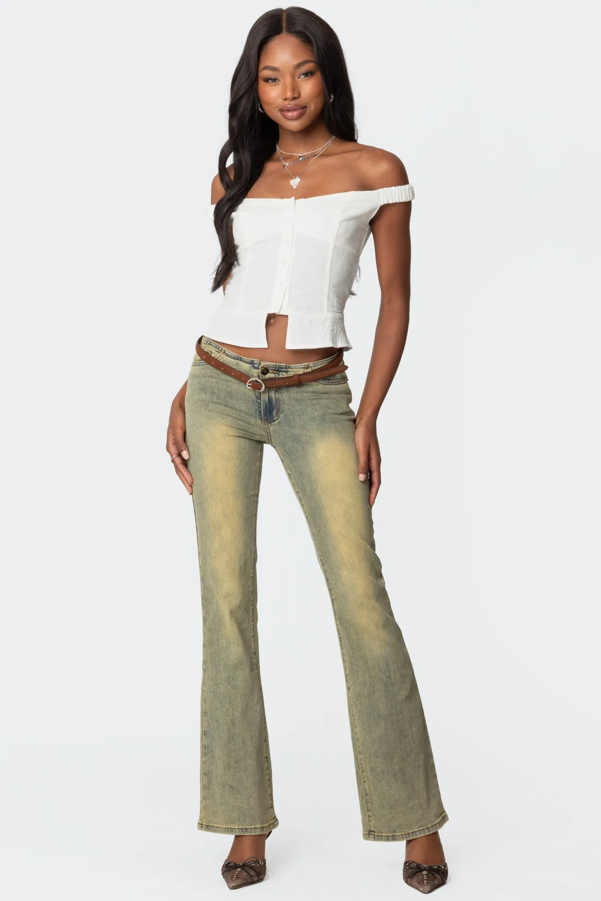 Ali Linen Look Off Shoulder Top sold by Edikted product image thumbnail 4