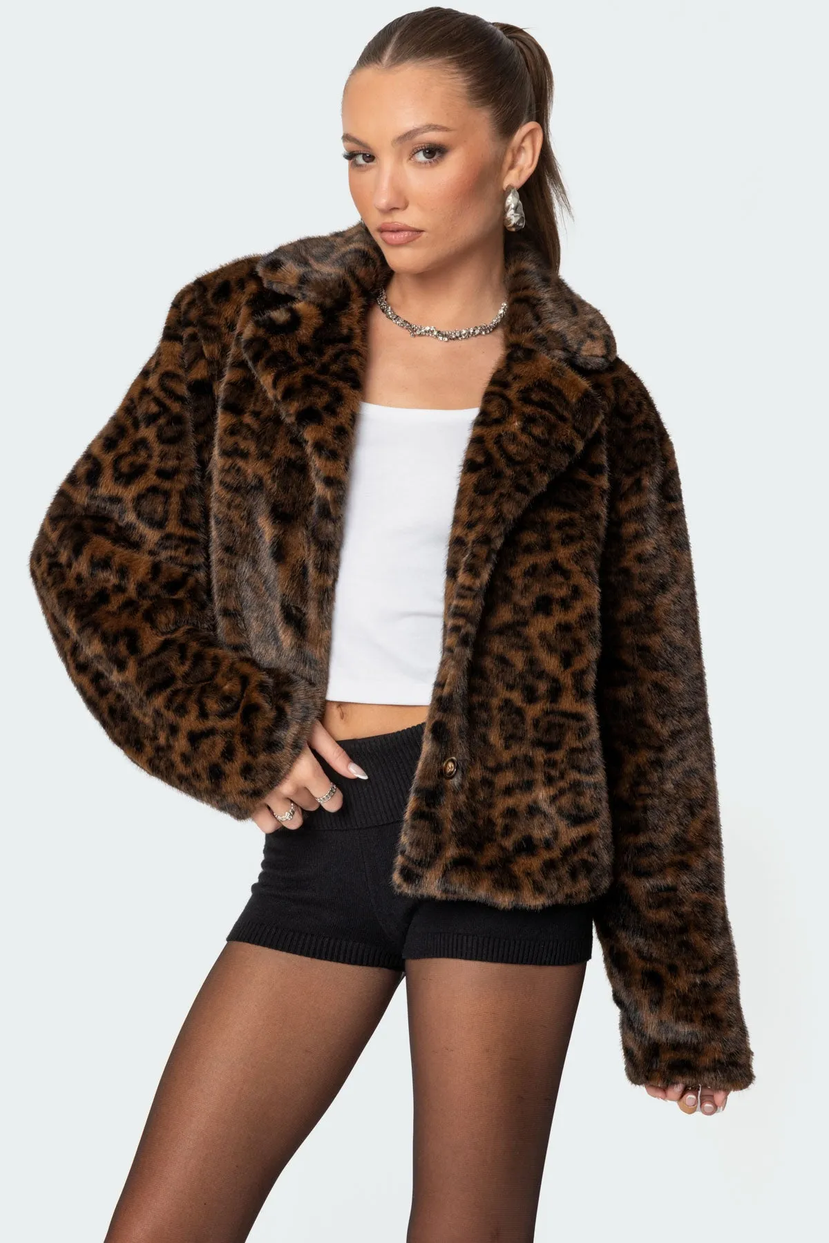 Lady Leopard Faux Fur Jacket sold by Edikted product image thumbnail 3