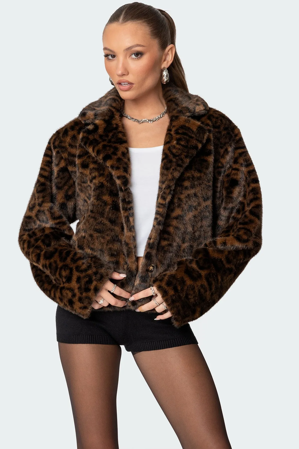 Lady Leopard Faux Fur Jacket sold by Edikted